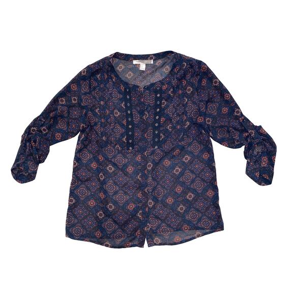 Forever 21 Contemporary Boho Print Purple Blouse Size S - Picture 2 of 7